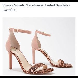 Vince Camuto pink suede and leopard print sandals.